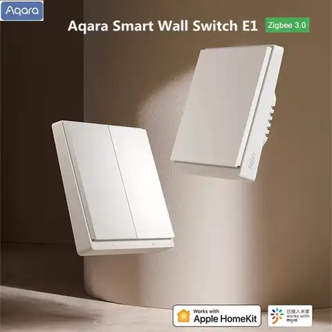 Умный настенный выключатель Aqara E1 Zigbee, Беспроводной Выключатель, нейтральный, с нулевым огнем, работает с приложением Xiaomi Mi Home и Apple Homekit, 3,0