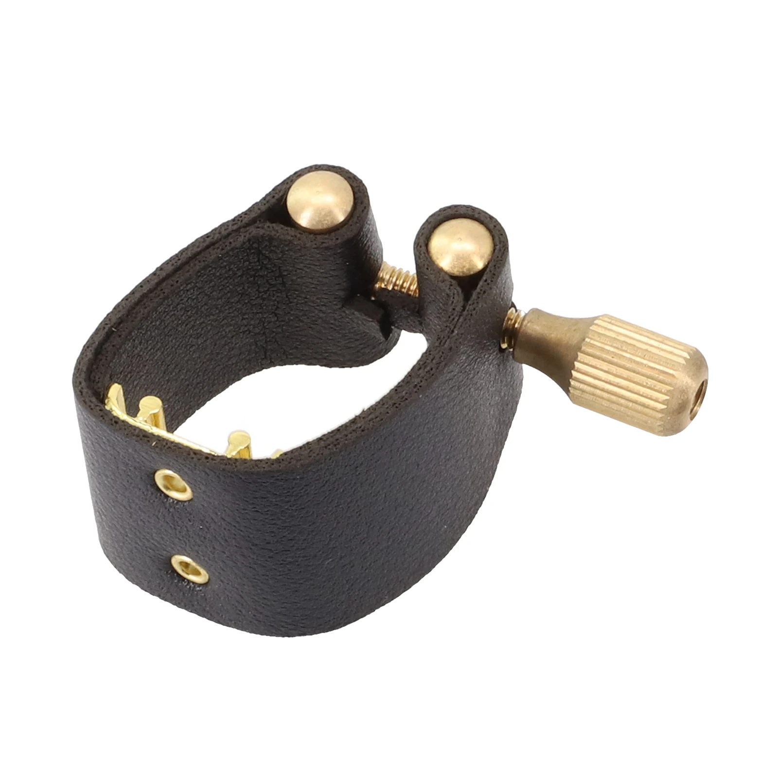 

For Alto Sax Saxophone Ligature Universal Parts Practical Black Compact Fastener Ligatures PU Leather+Metal Durable