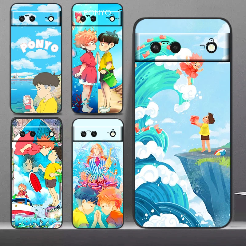 

Japanese Anime ponyo on the cliff Phone Case For Google Pixel 7 6 Pro 6A 5A 5 4 4A XL 5G Black Soft Cover Fundas Coque Capa