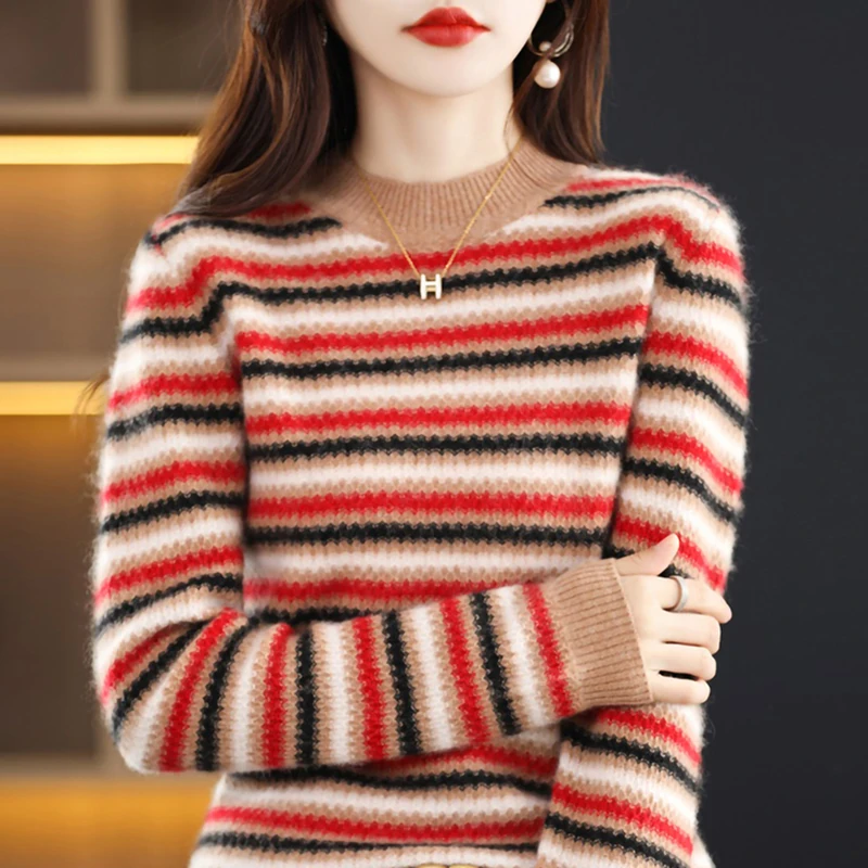 

LONGMING Cashmere Knitwears Women Sweater Pullovers Merino Wool Knit Women's Clothing Tops Jumper 2023 Korean Fashion Streetwear