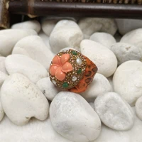 spring and summer shell powder synthetic coral flower ring bracelet earrings necklace pendant set ladies personality jewelry