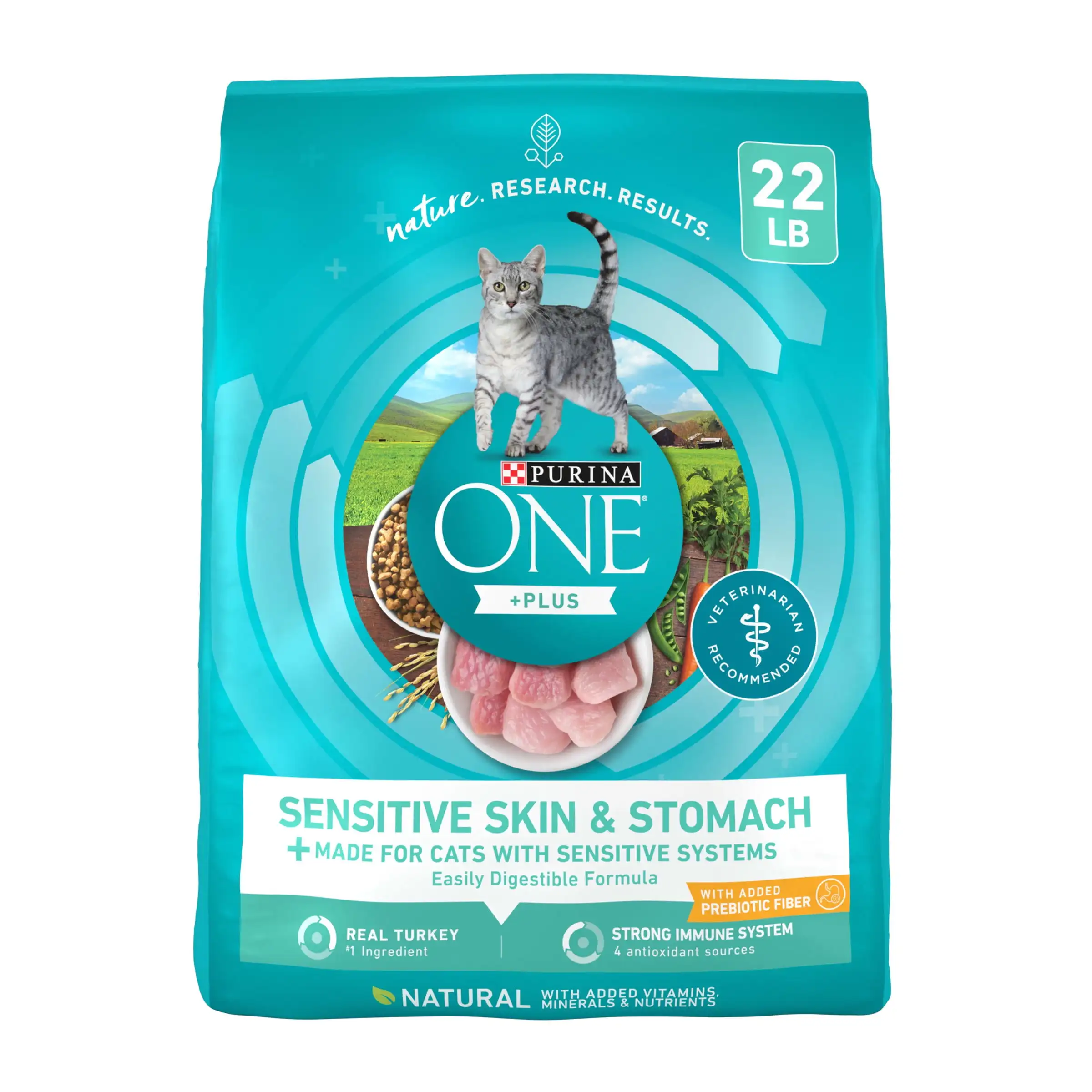 

Dry Cat Food Sensitive Skin & Stomach, Natural Turkey, 22 lb Bag