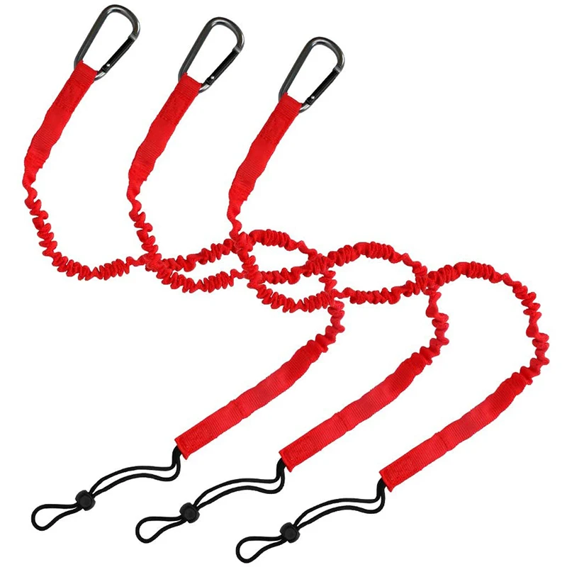 

3 Pcs Safety Bungee Tether Tool Lanyard With Carabiner Hook Adjustable Loop Nylon Rope Retractable Bungee Cord Climbing Working