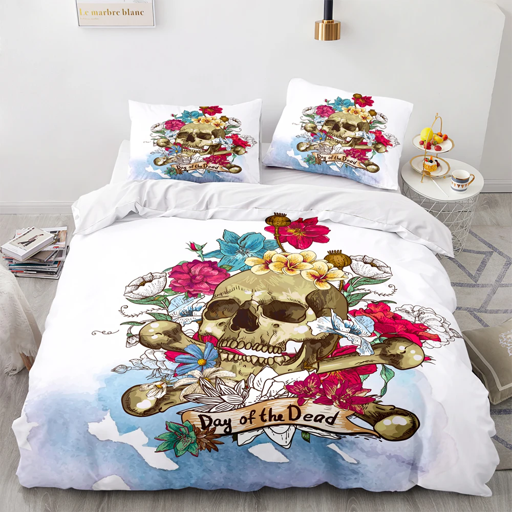 Комплект постельного белья со скелетом для Хэллоуина односпальный двойной