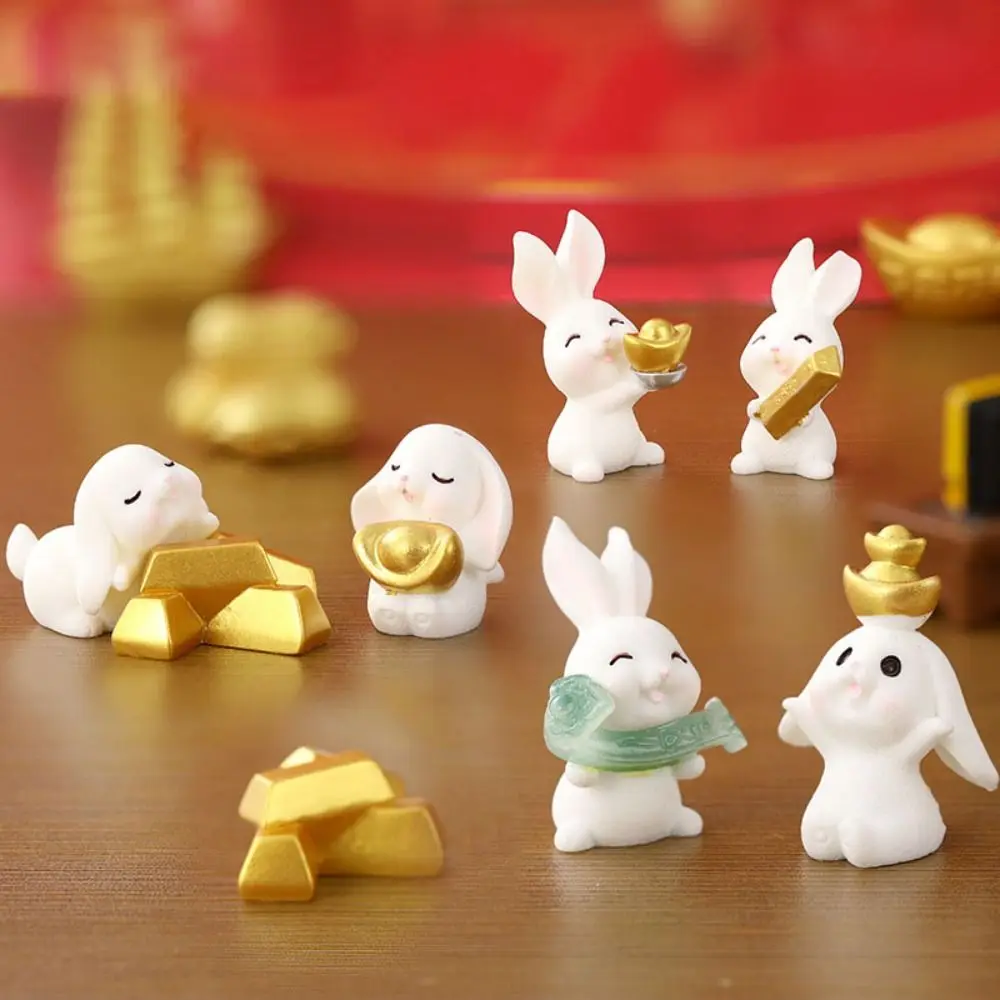 

Cute Rabbit Micro Landscape Small Ornaments Cute Animal New Year Yuanbao Rabbit Gardening New Year Resin Ornaments Accessories