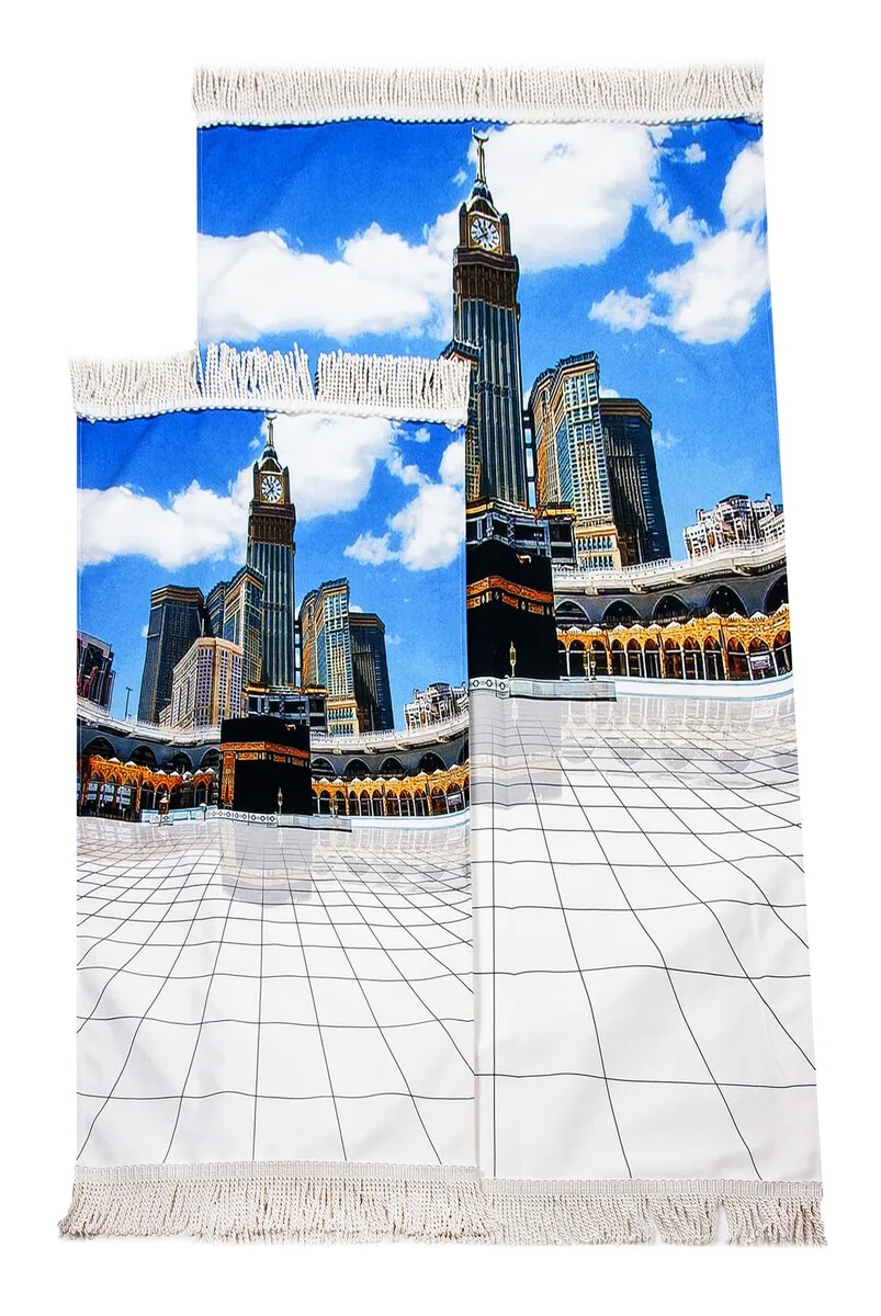 IQRAH Digital Kaaba Printed Father Son Prayer Rug Team