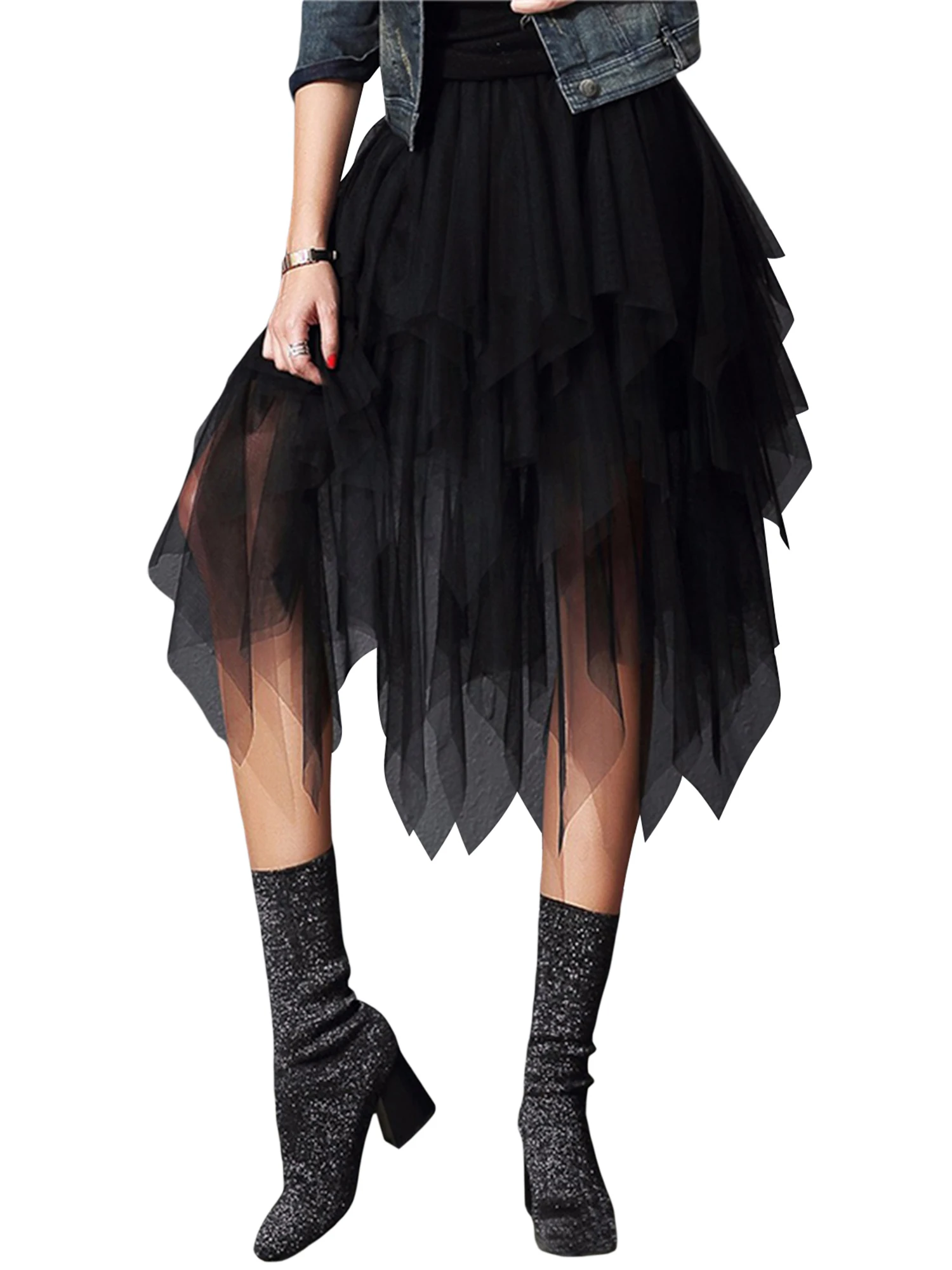 Женская однотонная сетчатая юбка