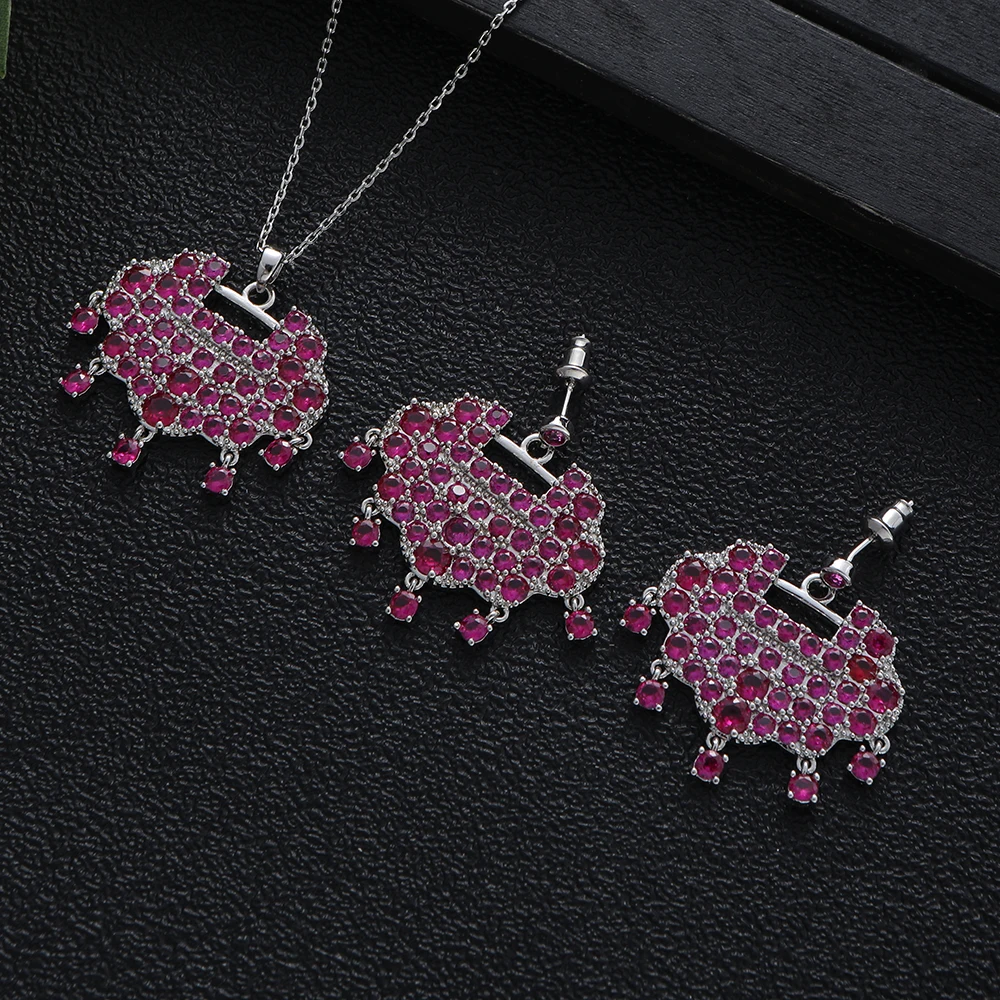 

New Trendy 2Pcs UAE Jewelry Set For Women Wedding Party Indian Dubai Bridal Necklace Earring Jewelry Sets E7885