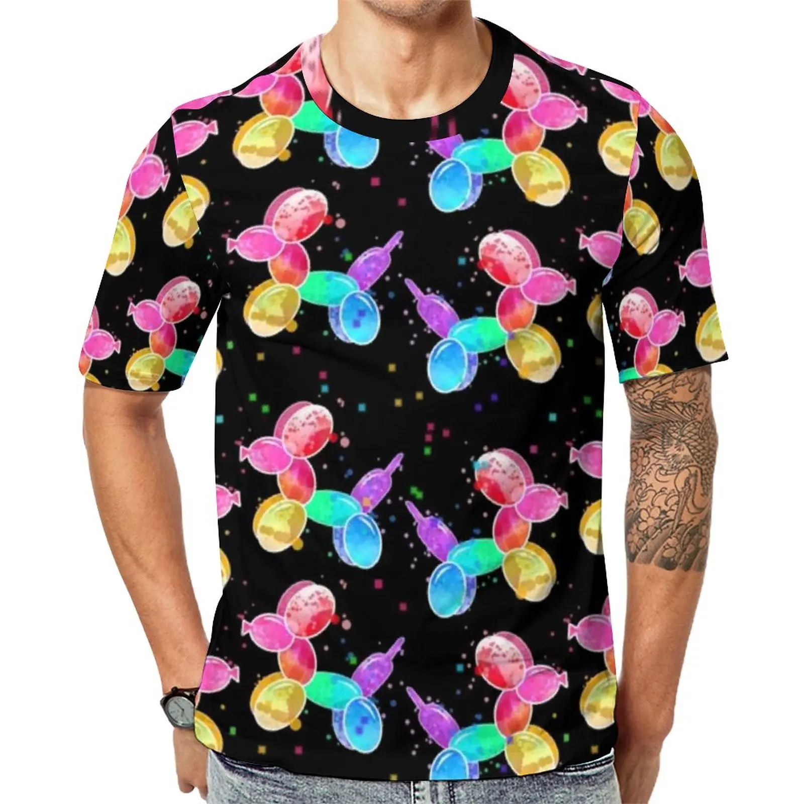 

Rainbow Animal T-Shirt Balloon Dogs Print Novelty T-Shirts Short Sleeves Printed Tops Dropshipping Summer Fun Oversize Tees