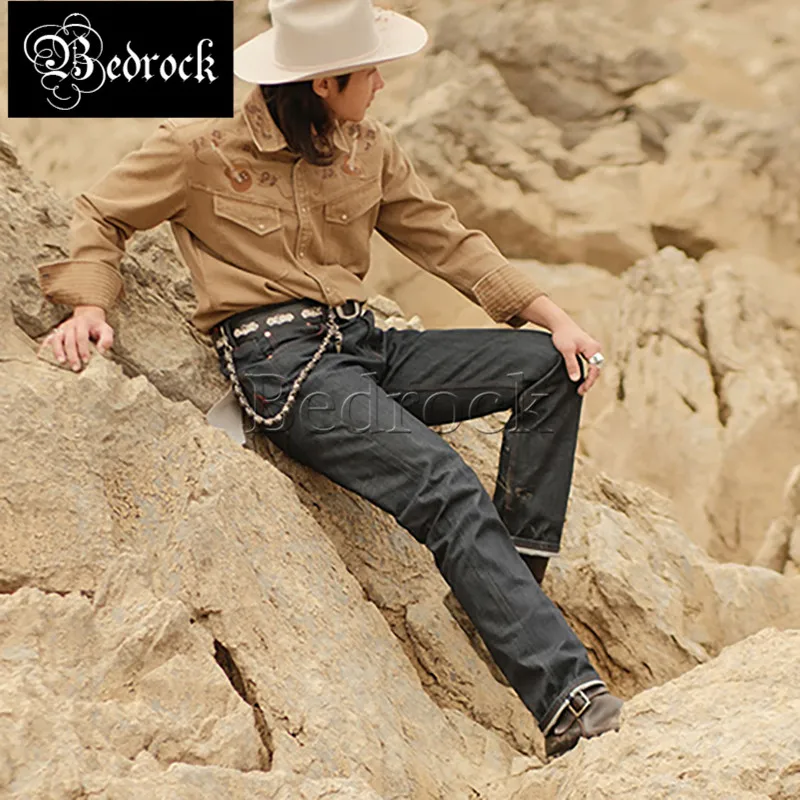 MBBCAR Мужские потертые джинсы из необработанного денима 15 унций ограниченная