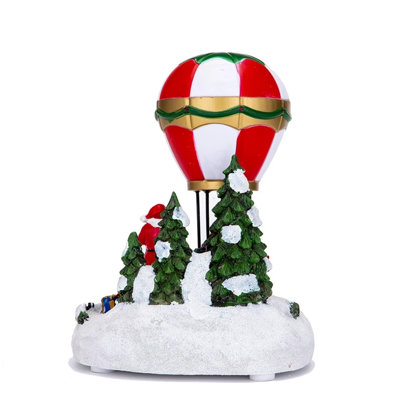 

Christmas Snow House Village Glowing Music Hot Air Balloon Santa Claus Christmas Decorations Ornaments For Kids