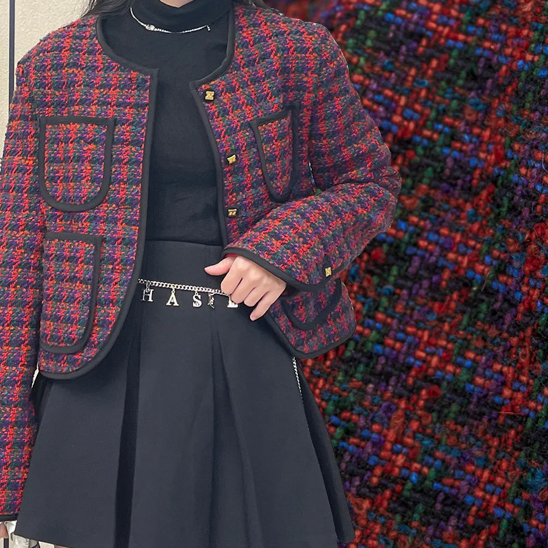 

Colorful Weaving High Wool Tweed Fabric For Coat 트위드젤ツイード트위드 Au MÈTre Ткань Для Шитья Sewing By The Yard Tecido Telas Por Metro