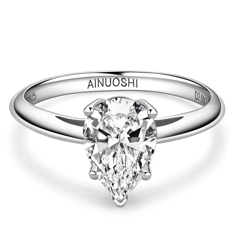 

Sparkling Real 2 Carat Pear Moissanite Wedding Rings For Women Top Quality 100% 925 Sterling Silver Engagement Fine Jewelry