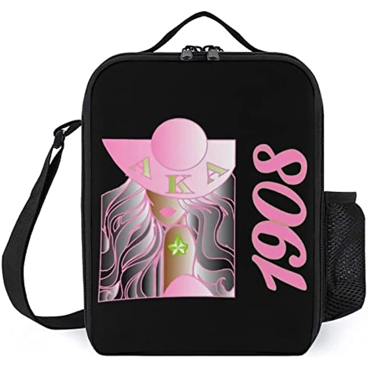 

Портативная изолированная сумка для ланча с регулируемым плечевым ремнем и боковым карманом, прочная многоразовая сумка-тоут для ланча, школьная сумка
