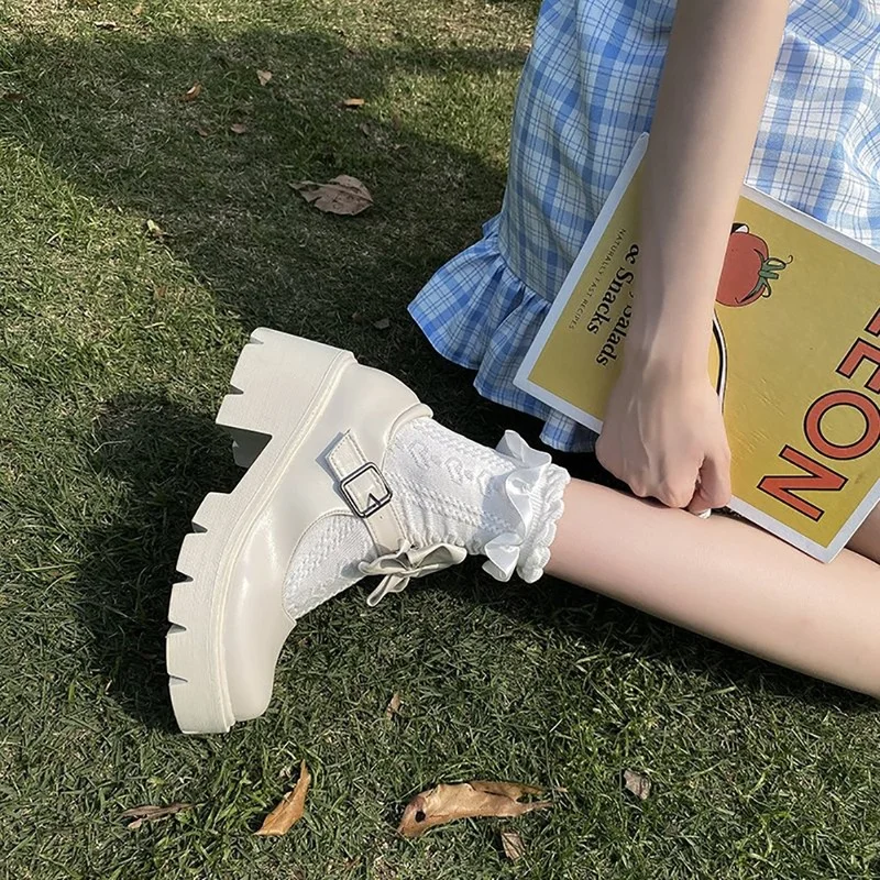 2022 Women Mary Jane Shoes Woman Vintage Girls High Heel Platform Lolita Shoes Japanese Style College Student Shoes Big Size 40