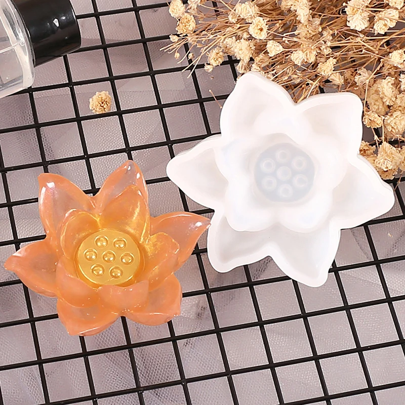 

DIY 3D Lotus Candle Holder Silicone Mold Wax Mould Clay Epoxy Resin Craft Making Homemade Storage Box Molds Tool