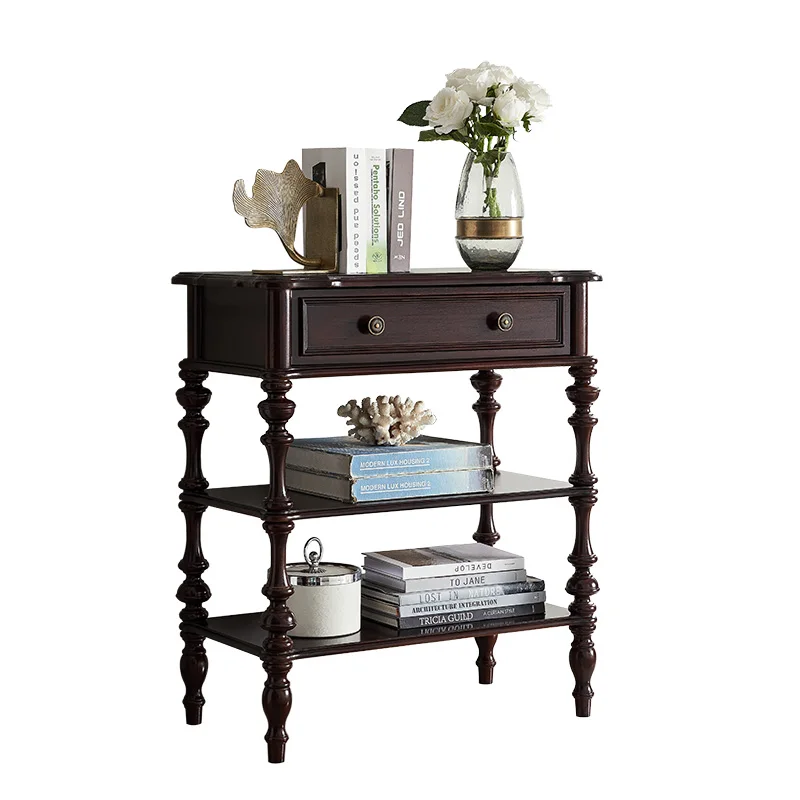 

Wyj Solid Wood American-Style Console European-Style Double-Layer Storage Rack