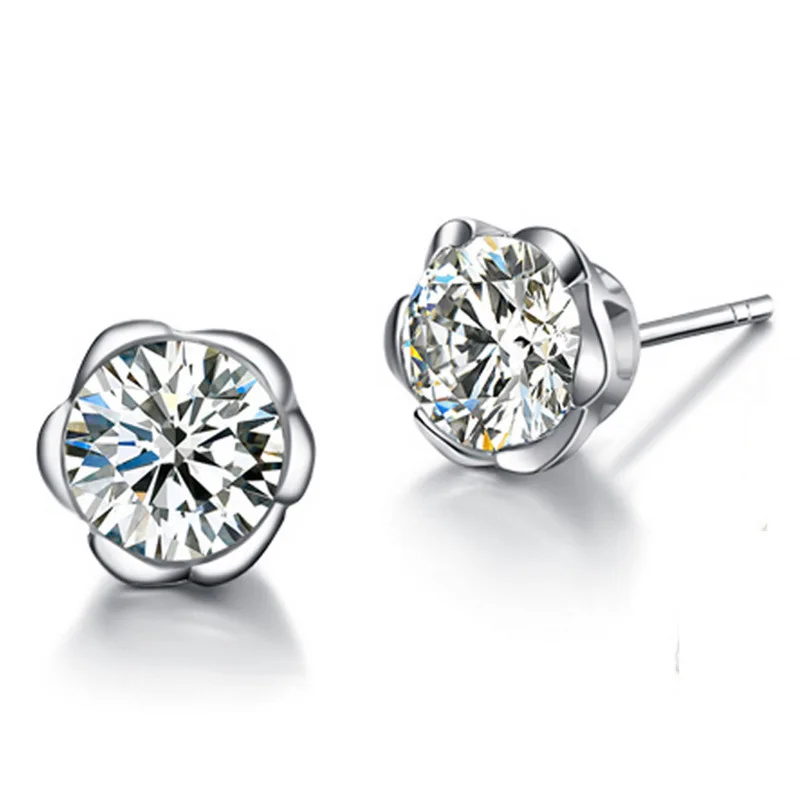 

Moissanite Diamond Ear Studs 925 Silver Engagement Earring Classic Round Brincos de Prata Engagement Gift