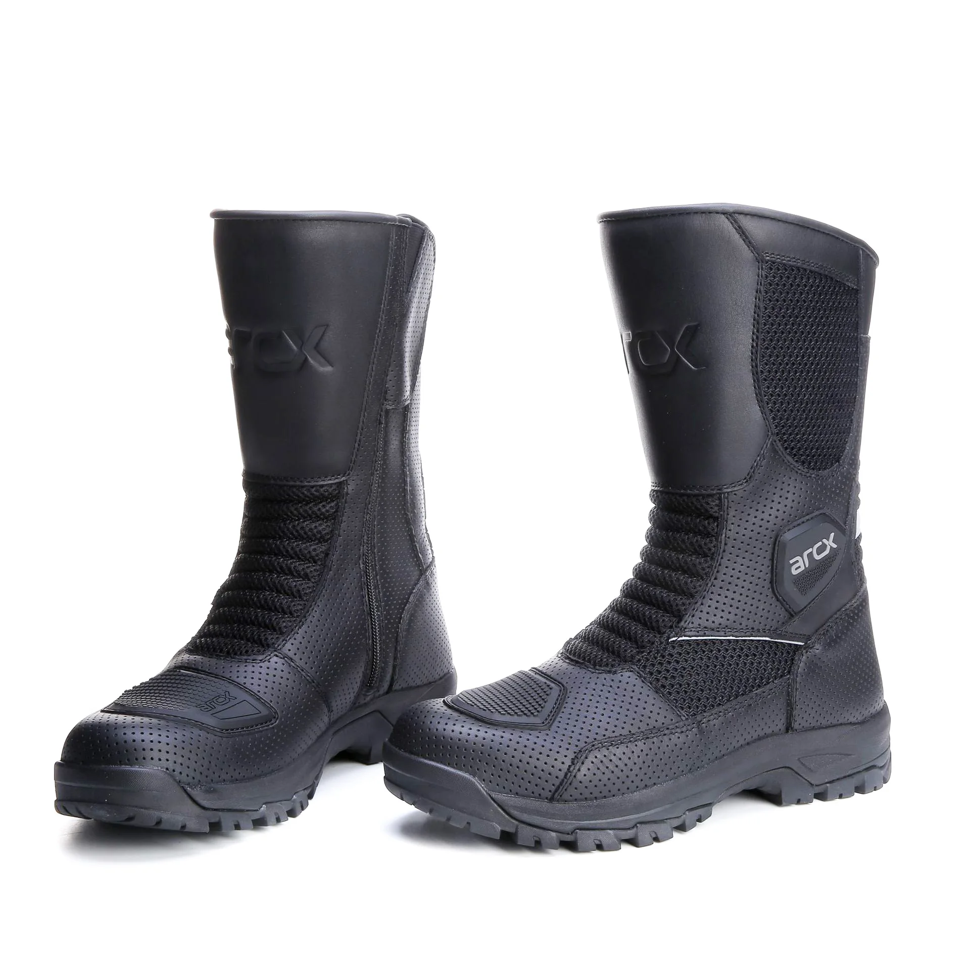 

Motorcycle Boots Motorbike Riding Touring Boots Motocross Racing Breathable Genuine Cow Leather Wear-Resistant Black For Men
