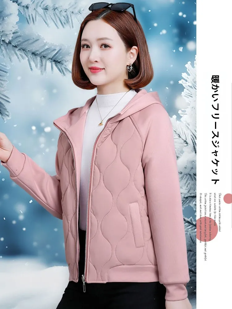 Утепленное короткое пальто на флисовой подкладке. Женское хлопковой Осень и зима