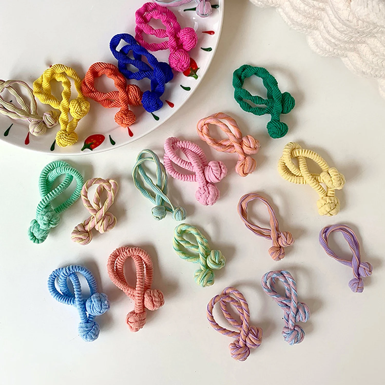 

5 Pcs Woman Knotted Ponytail Head Rope Hair Ties Summer Simple High Elastic Ponytail Holders Rubber Band For Girls Headdress