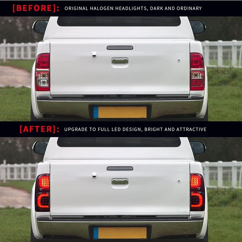 Пара левых и правых задних фонарей со светодиодной подсветкой для Hilux Vigo 2005 2006 2007 2008 2009 2010-2015, задний задний фонарь, сигнальный фонарь заднего хода (art.: 3920cd248a882) - 3920cd248a882