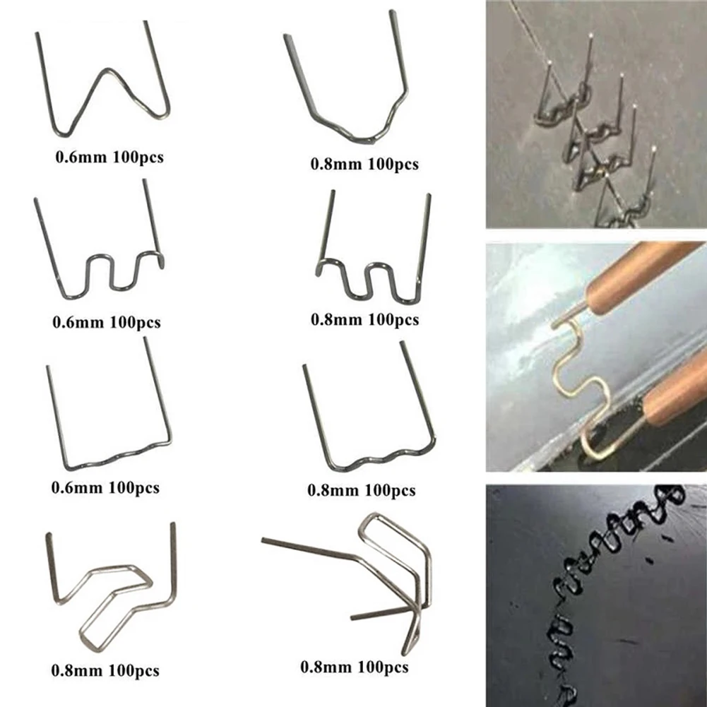

800PCS Plastic Repair Welding Nail Stainless Steel Standard Pre Cut Hot Staples For Car Bumper 15-16.5mm Width Welding Tools
