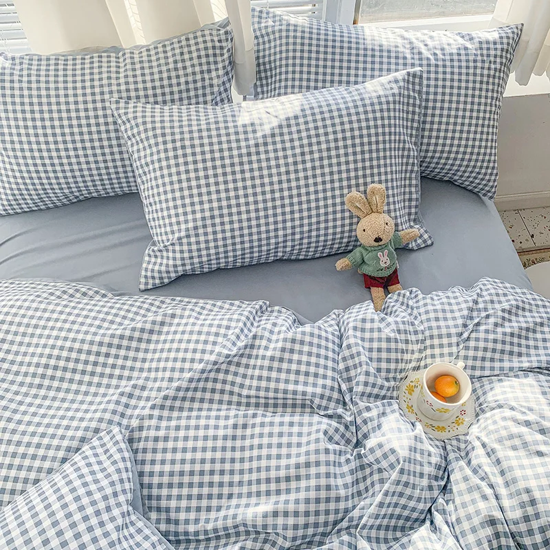 

Washed Cotton Bedding Four-Piece Set Student Dormitory Duvet Cover Bed Single Three-Piece Set