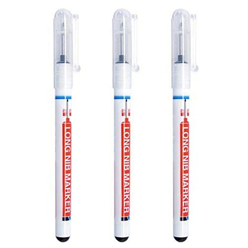 

Долговременный маркер, плотничный маркер с глубокими отверстиями, водонепроницаемый маркер с длинным перьевым наконечником (3 цвета)