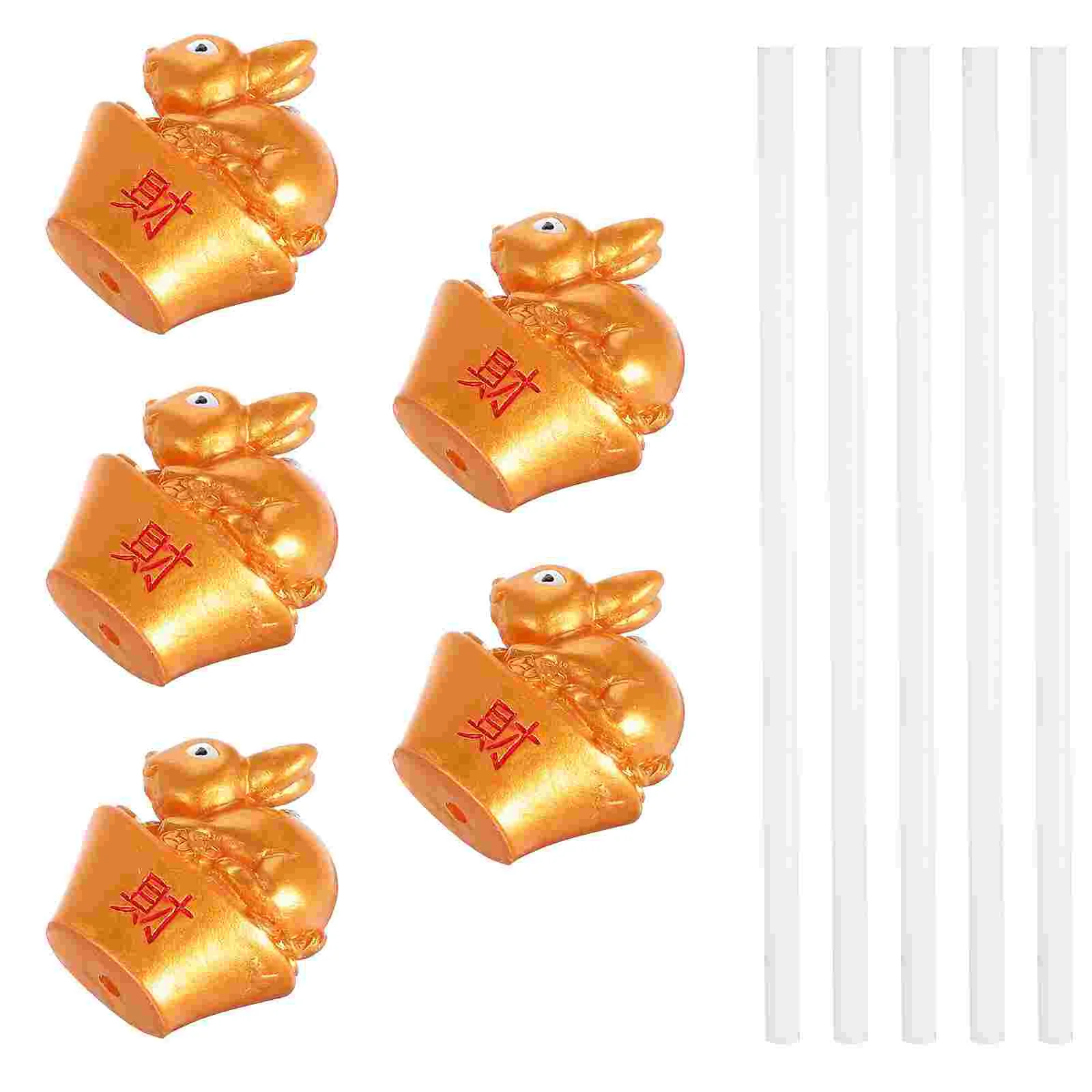 

5pcs Miniature Chinese Rabbit Year Topper Adornments Rabbit Miniature Figurines Ornaments