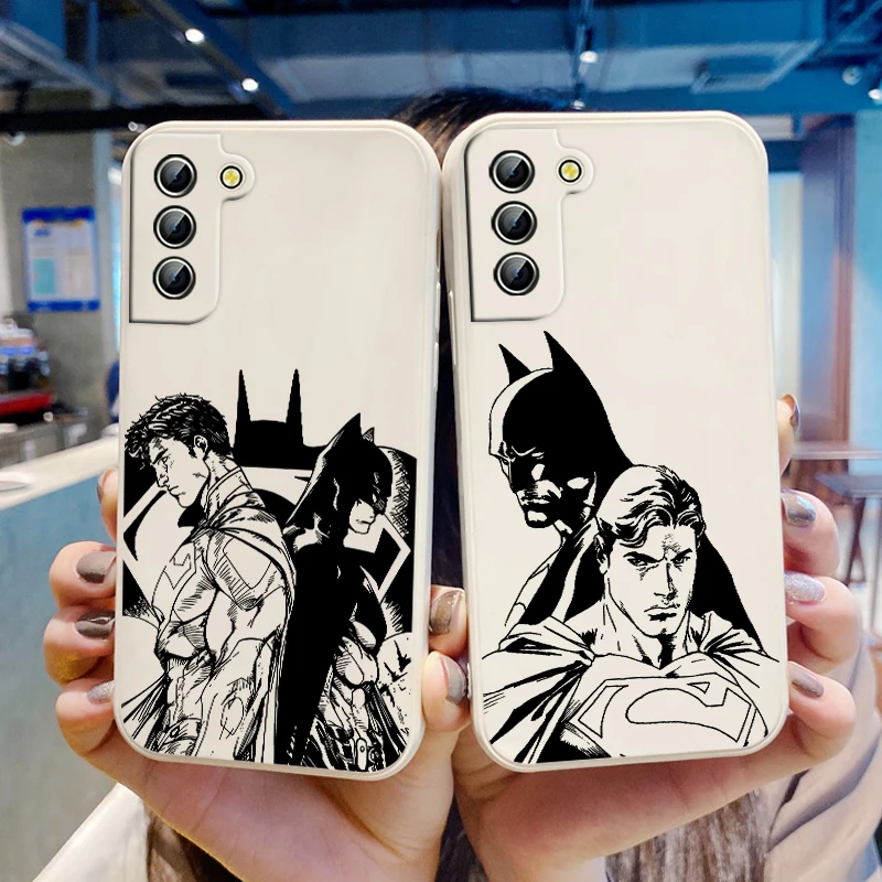 

Hero Superman and batman Phone Case For Samsung Galaxy S23 S22 S21 S20 Pro FE S10 Note 20 Plus Ultra Liquid Rope Cover
