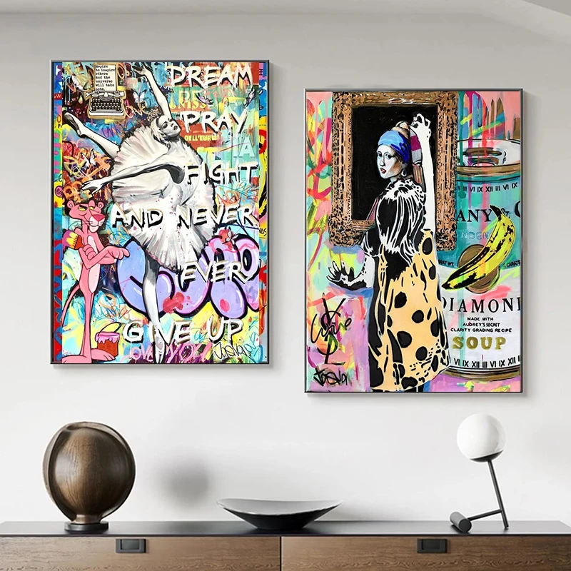 

Fashion Graffiti Street Pop Art Ballet Girl Poster Modern Painting Canvas Print Wall Picture for Living Room Home Decoration