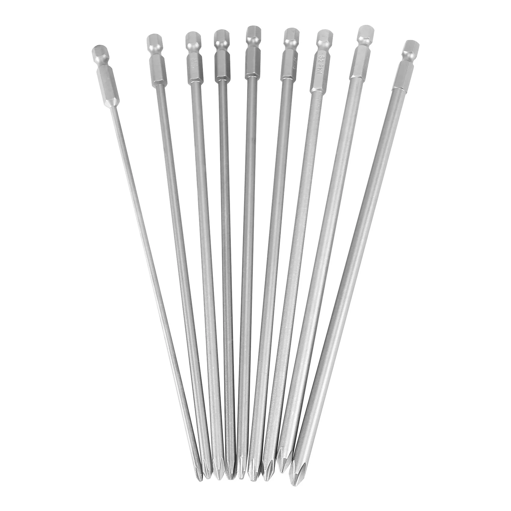 

9Pcs 1/4 Inch 200Mm Ph1 Ph2 Magnetic Long Hex Head Screwdriver Bits S2 Electric Drill Power Driver Tools