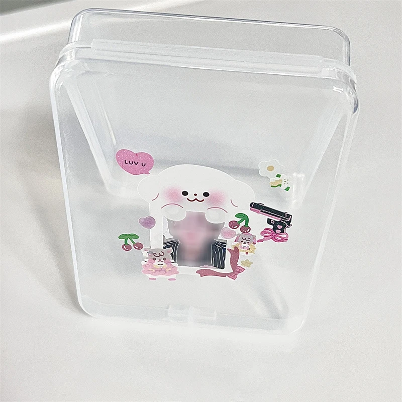 

INS Small Plastic Storage Box Flip Storage Box Classification Box Card Holder Film Storage Box Transparent Sticker Stationery