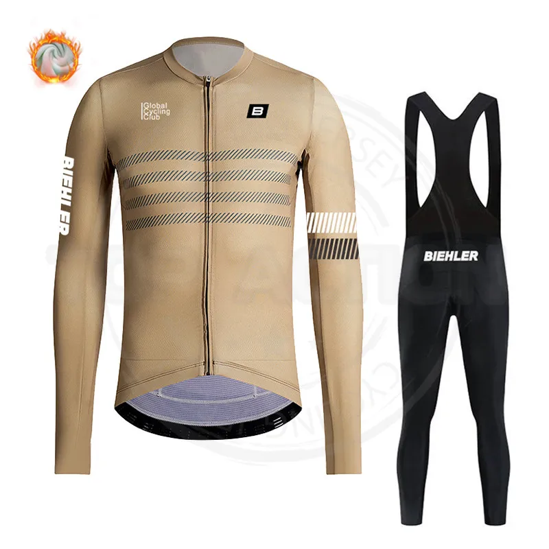 

2023 Men's BIEHLER Cycling Jersey Winter Fleece Mountain Bike Jersey Set Ropa Ciclismo Cycling Jersey Warm Fleece Clothing
