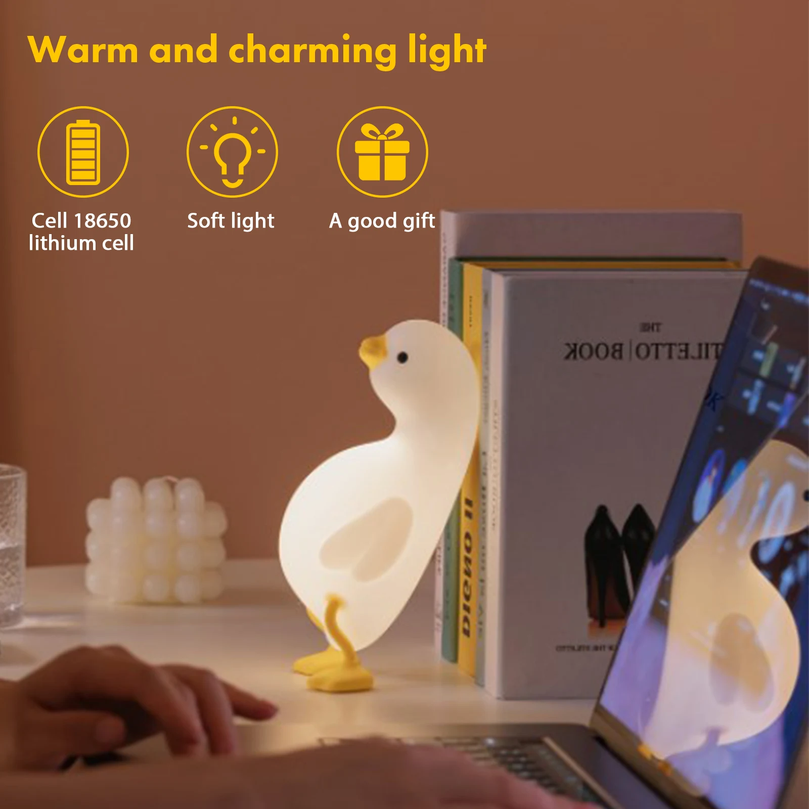 

Силиконовые ночные лампы в виде животных, Мягкие Милая утка, смешивающиеся огни в форме животных, 3 режима, 900 мАч, игрушки, подарки, домашний ...