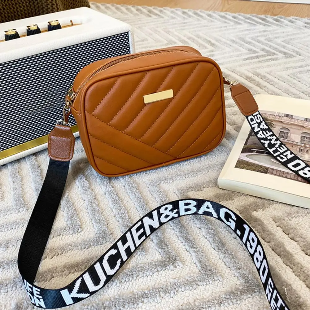 

Women Shoulder Bag Faux Leather Square Shape Cross-body Bag Large Capacity Zipper Closure Female Bag Women's Handbags