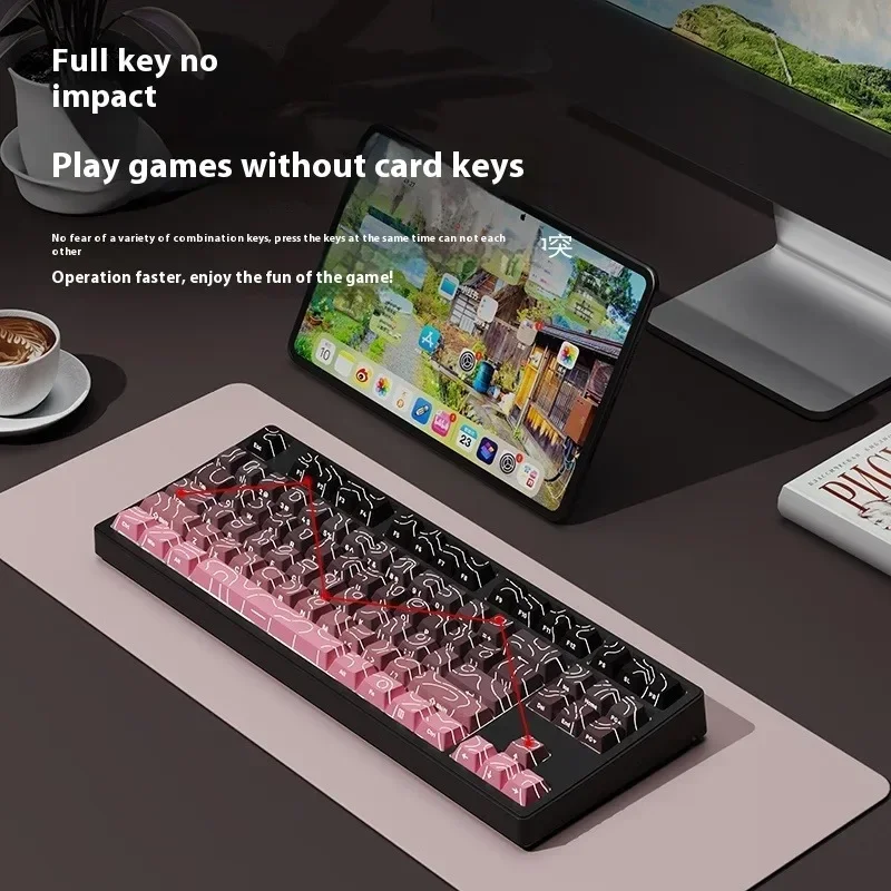 EWEADN MT87 Механическая клавиатура трехрежимная Bluetooth беспроводная проводная белая