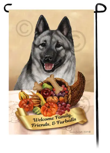 Норвежский садовый флаг на День Благодарения с лошадью