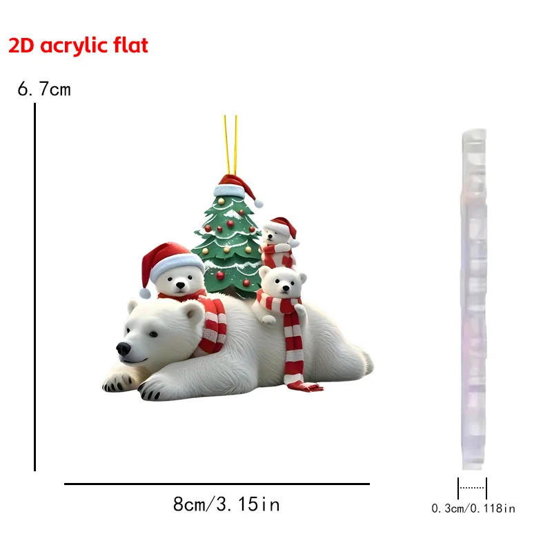 Рождественская серия животных 2D плоские акриловые подвесные украшения для рождественской вечеринки домашний декор рюкзак брелки елка Рождественский деко