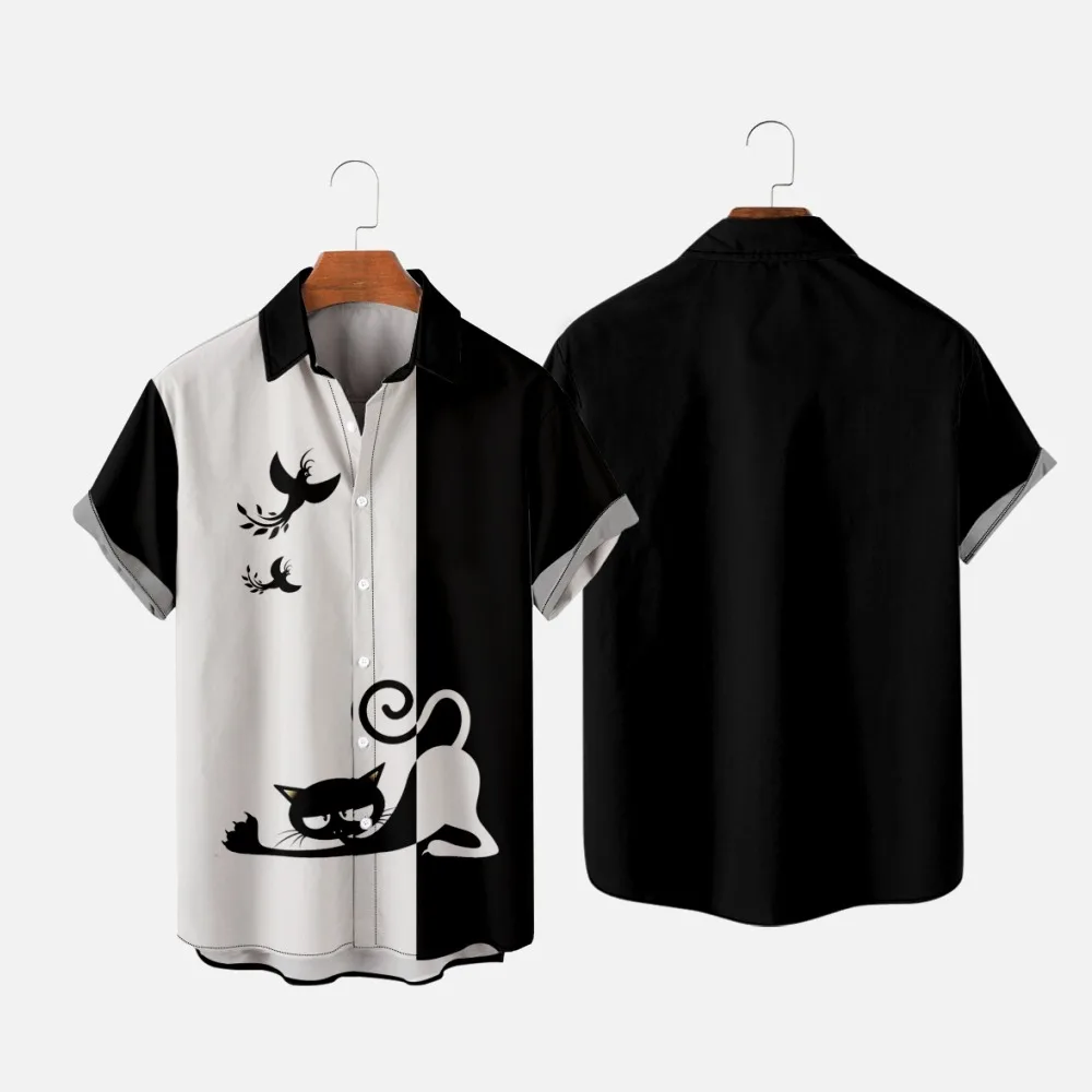 

Новая забавная Стильная Милая Модная рубашка с коротким рукавом и принтом кота, Повседневная кавайная одежда унисекс