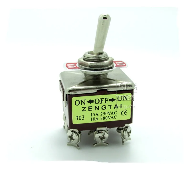 

10 шт., 3PDT ВКЛ./ВЫКЛ./вкл., 3 позиции, 9 винтов, Φ AC 250V 15A