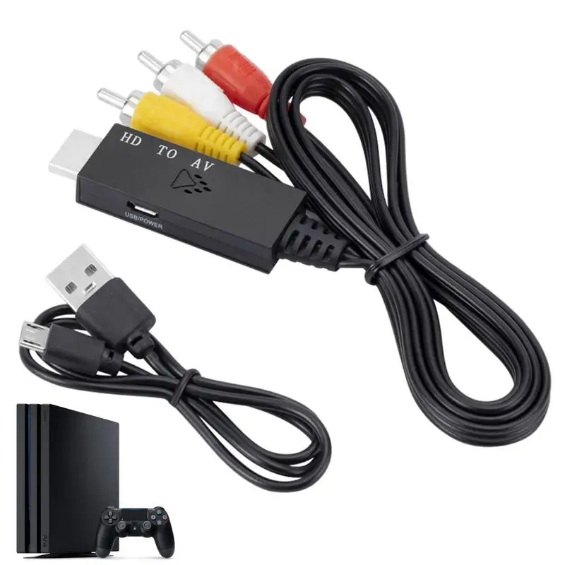 

AV Hd Adapter Display Adapter Cable Connection Male To Male Video Adapter 1-Way Transmitter With AV Cable Audio Converter 1080P