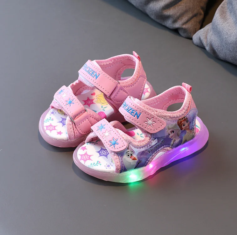 Сандалии светодиодные с мультяшным принтом Холодное сердце |