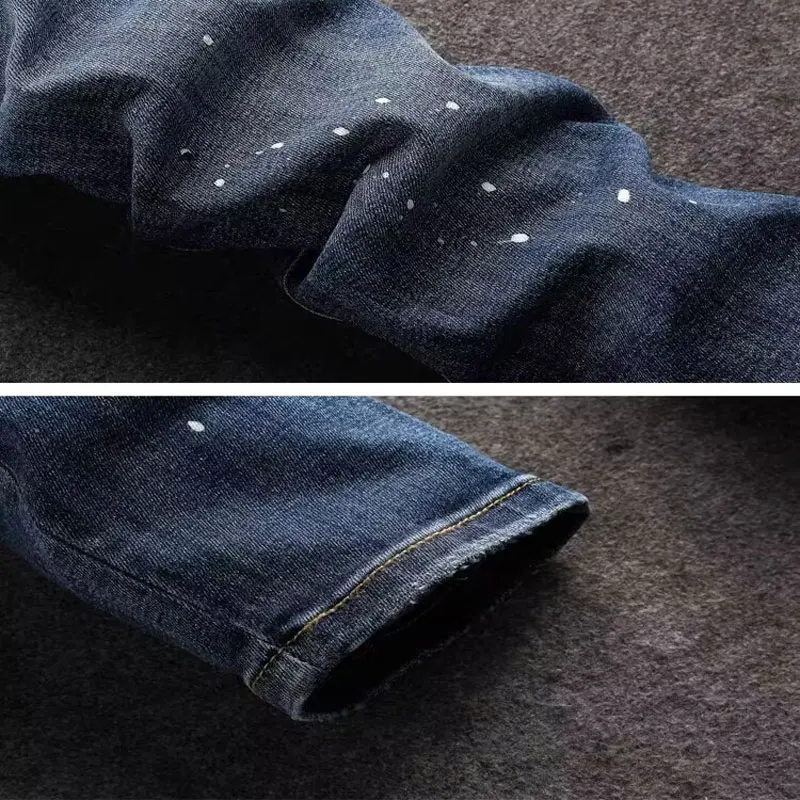 Модные мужские синие джинсы в стиле ретро высококачественные гофрированные