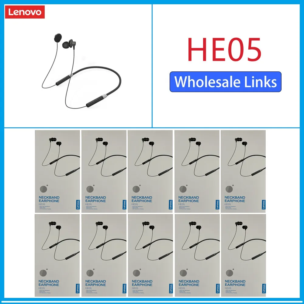 

Lenovo HE05 Sports Wireless Bluetooth 5pcs/10pcs Hanging Neck Dual Earphone HiFi Stereo Waterproof and Sweatproof