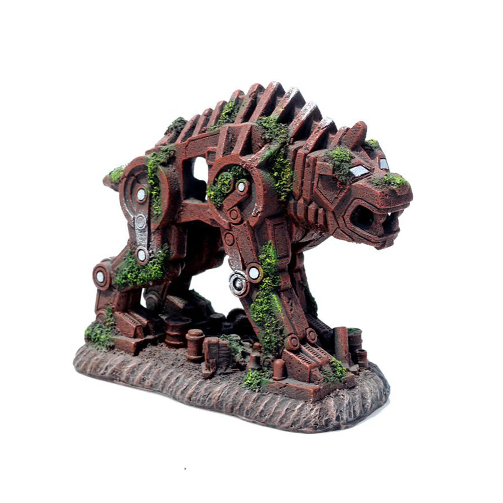 

Robot Dog Ornament Small Fish Tank Durable Moss Resin Craft Cave Aquarium Decoration DIY Sculpture Gift Art Cool