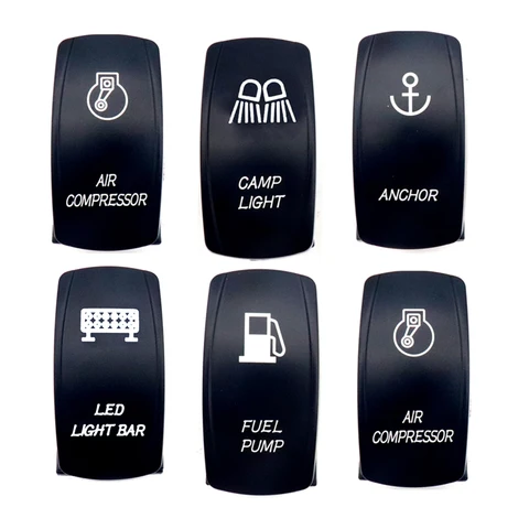 Автомобильный лодка синий светодиод 5-контактный кулисный переключатель 12 В 20 А SPST тумблер включения выключения морские аксессуары CAMP LIGHT, ТОПЛИВНЫЙ НАСОС, светодиодный фонарь,