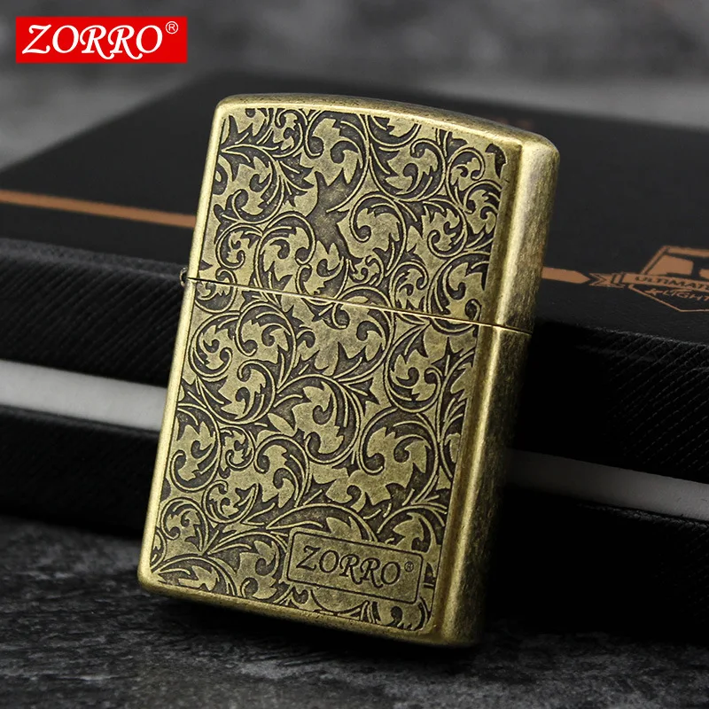 

ZORRO ветрозащитная Зажигалка на керосин легкая трава гравировальная винтажная Ретро Классическая шлифовальная круглая Зажигалка оригиналь...
