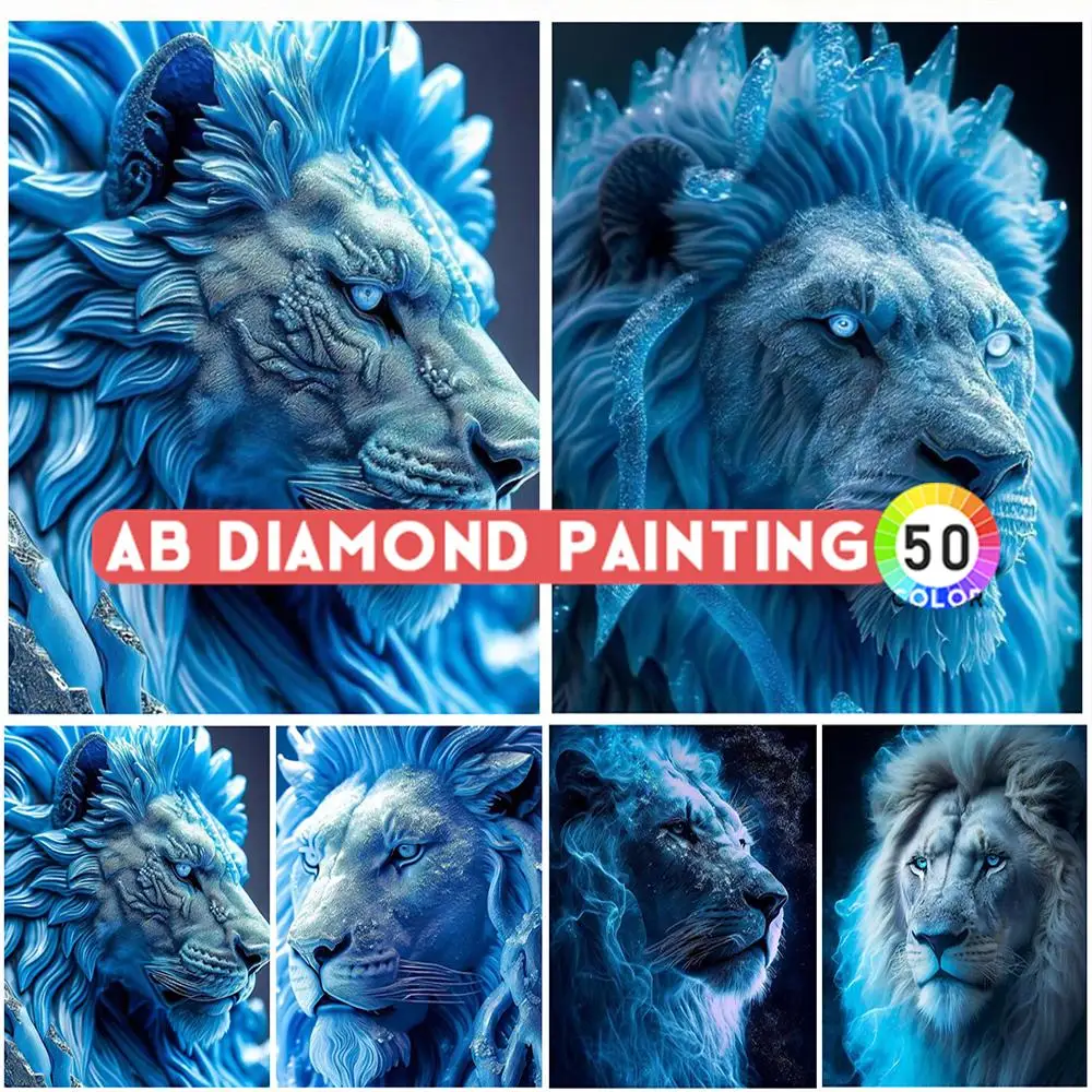 

AB Drill Алмазная картина льва вышивка крестиком, полная фотография, Круглая Мозаика с животными, вышивка ручной работы, современное искусство, домашний декор